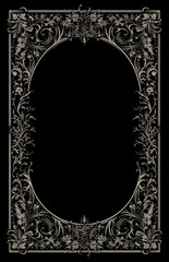 Fantasy gothic frame with ornament on black background isolated