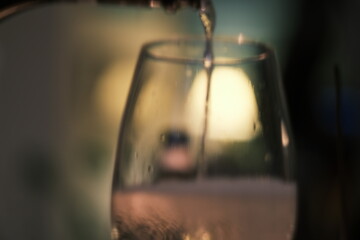 glass of wine in the night