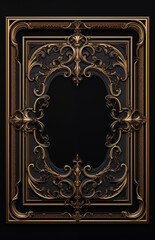 Fantasy gothic frame with ornament on black background isolated