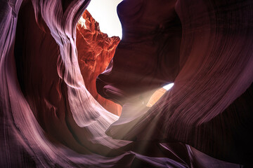 Light Beams in the formations of Lower Antelope Canyon, Navajo Nation, Arizona