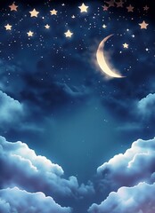 Obraz na płótnie Canvas night sky with moon stars and clouds 