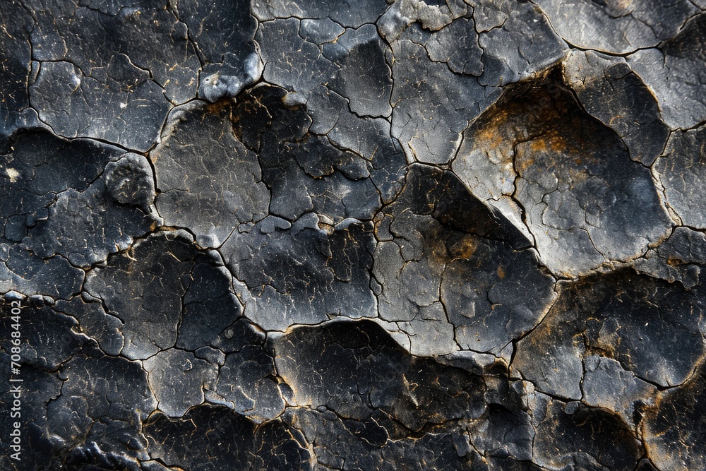 Aufkleber A detailed view of a rock with visible cracks. This image can be used to depict the ruggedness of nature or symbolize strength and resilience