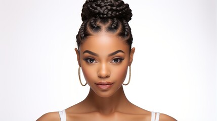 Elegant braided bun updo for black women