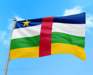 Central African Republic flag fluttering in the wind on sky.