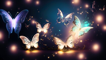 Obraz na płótnie Canvas colorful butterfly lights on a black background 