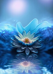Fototapeta na wymiar blue flower on water surface