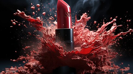 Red lipstick explosion - obrazy, fototapety, plakaty