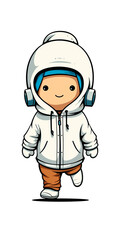 Obraz premium Cute cartoon astronaut with headphones