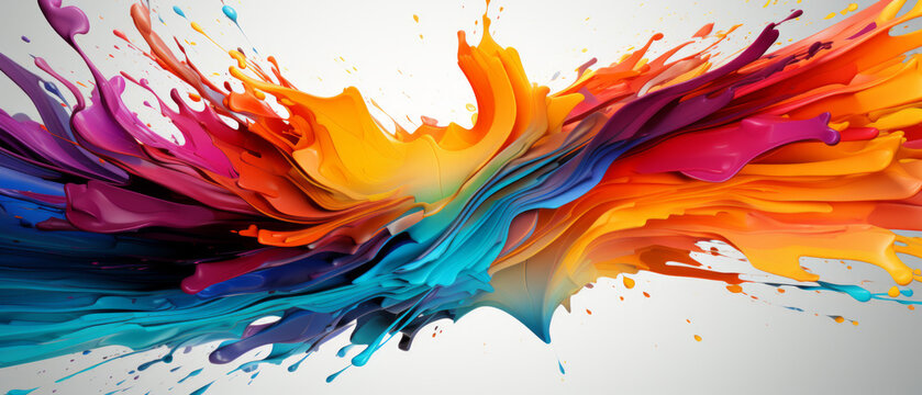 Bright and lively abstract illustration with splatters and blobs of colorful ink.