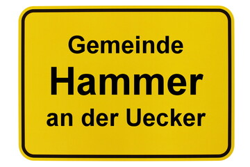 Illustration eines Ortsschildes der Gemeinde Hammer an der Uecker in Mecklenburg-Vorpommern