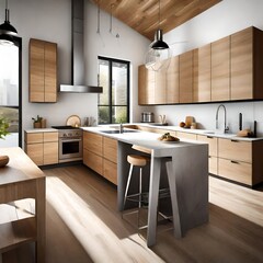 Well-designed kitchen space with a mix of natural wood and modern appliances