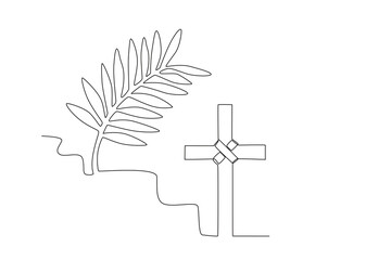 Palm leaves and cross-sign