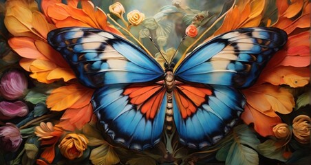 Delve into the intricate patterns and vibrant colors of a butterfly's wing. Bring to life the silent poetry written in the delicate scales,- Generative AI