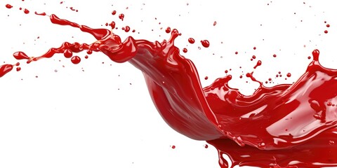 A vibrant red liquid splash captured on a clean white surface. Perfect for advertising, product presentations, or creative projects