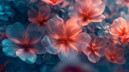 Whimsical and fantasy-inspired flowers with surreal colors, forming a magical and otherworldly floral background for imaginative designs. [Fantasy flowers floral background for the