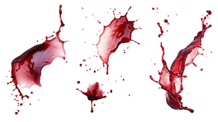 Collection set of red wine stains isolated on white background