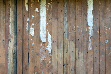 Old cracked brown wooden dirty wall texture as background. Empty grunge wooden backdrop