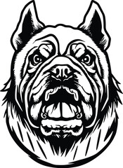 Silhouette of English Bulldog - Bulldog Stencil, Bulldog Mascot, Dog Face artwork