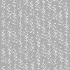 Graphic pattern of cotton branches on a gray background