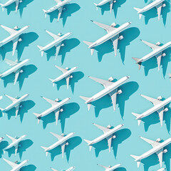 
Trendy sunlight Summer pattern made with airplane camera on bright light blue background. Minimal summer concept, dynamic shot angle, stock photo