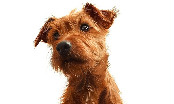 realistic Irish terrier portrait on the white background