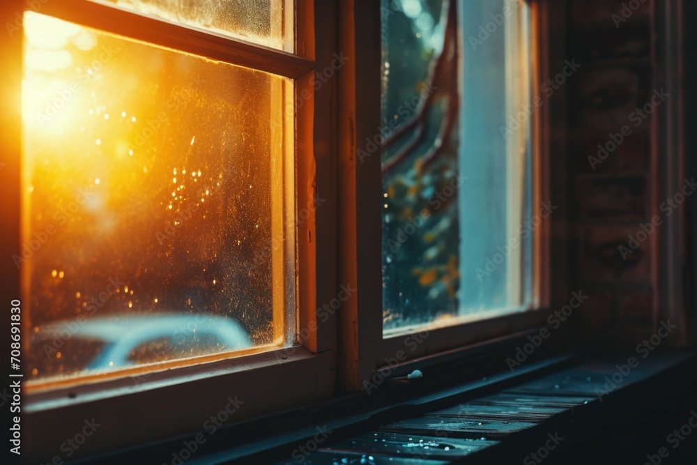 Poster sunlight shining through a window in a house. perfect for interior design projects or showcasing the