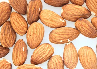 Almonds on white background 