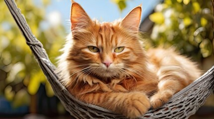 cat in a hammock. Generative AI