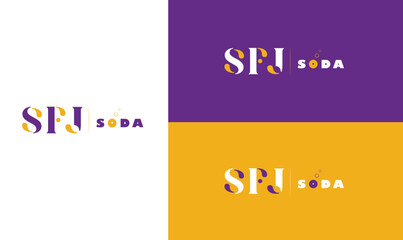 logo, logo design, creative logo, soda logo, idea, creative idea, creative logo idea, soda logo design, SFJ, SFJ soda, SFJ soda logo, business logo, business logo design, yellow design, purple design