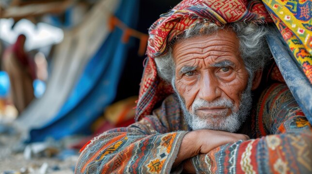 Portrait of a sad old man in Yemen.