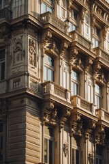 Obraz premium A picture of a tall building with a clock on top. This image can be used to depict cityscapes, urban architecture, or the concept of time