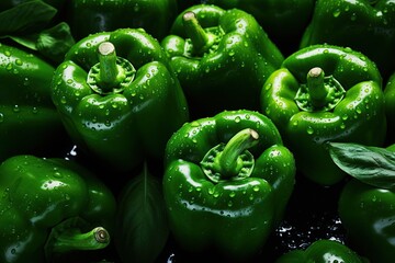 A Picture Of Green Capcicum. bell peppers.Close up of assorted red and yellow bell peppers(bell pepper,capcicum). Also known as Sweet pepper, Pepper or Capsicum.top view