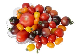 various colorful tomatoes for eating as salad