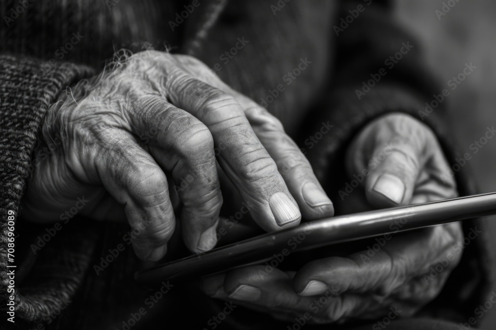Poster Close up shot of a person holding a cell phone. Versatile image suitable for various digital and technology-related concepts