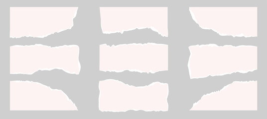Set of jagged rectangle, torn paper banners vector illustration	
