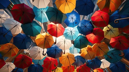 colorful umbrellas and artificial lighting to showcase the colors and textures of the umbrellas