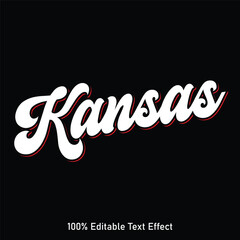 Kansas text effect vector. Editable college t-shirt design printable text effect vector
