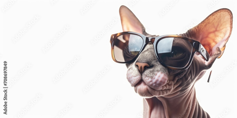 Poster close-up of a cat wearing sunglasses. perfect for adding a cool and playful touch to your designs