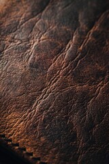 Close-up shot of a brown leather surface. Versatile and suitable for various applications