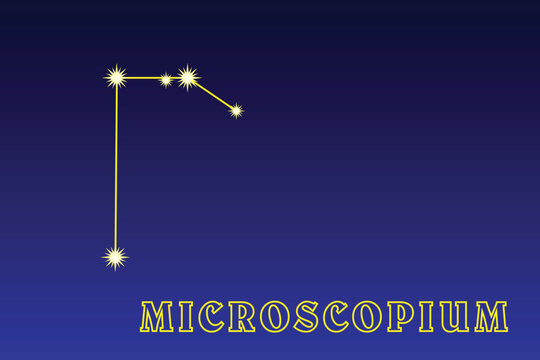 Constellation Microscopium. Illustration of the constellation Microscope. A small constellation of the southern hemisphere of the sky. It lies south of Capricorn, north of the Indian, east of Sagittar