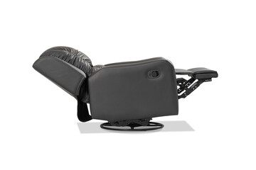 Grey luxury leather recliner sofa in isolate white background