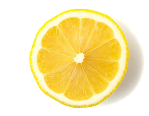 Zitronenscheibe isoliert auf weißen Hintergrund, Freisteller, Draufsicht 