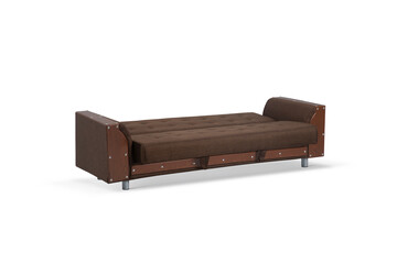 Brown folding sofa, bench on white background
