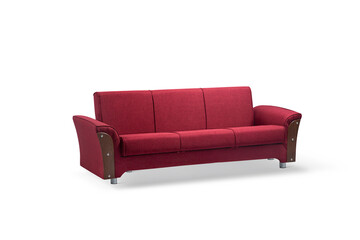 tripple seater Red folding sofa, bench on white background