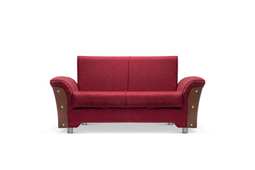 Double seater Red folding sofa, bench on white background