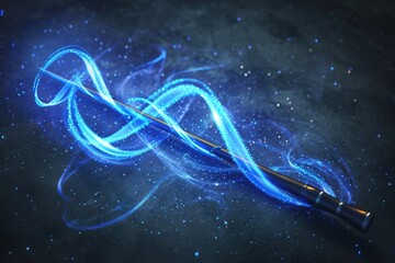 A wand emitting blue smoke. Great for fantasy and magic-themed designs