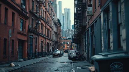 Fototapeta premium A busy city street lined with buildings and cars. Perfect for urban and transportation themes