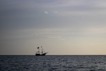 Pirate boat in the sea