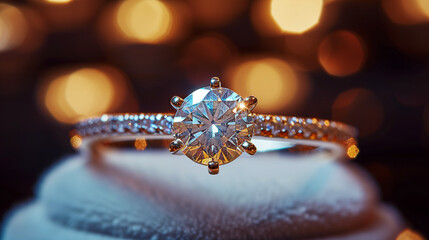 Close-up of a beautiful sparkling diamond engagement ring