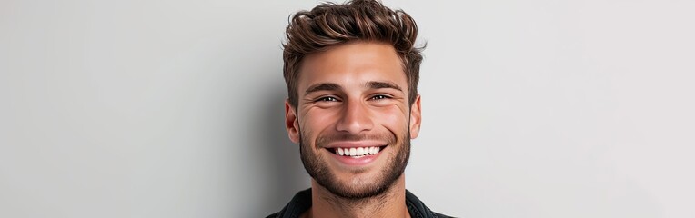 Handsome young smiling man white background